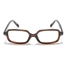 TIJN Olisa Vintage Square Blue Light Blocking Glasses, Lightweight Retro Full Rim Eyeglass Frames for Women & Men (Brown)