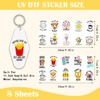 Azhieni Motel Keychain UV DTF Stickers, 8 Sheets Cute Positive