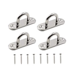 Yesmin 4pcs 304 Stainless Steel Eye, Oblong Pad Eye Plate 5MM Metal Staple Ring Hook With 2 Holes