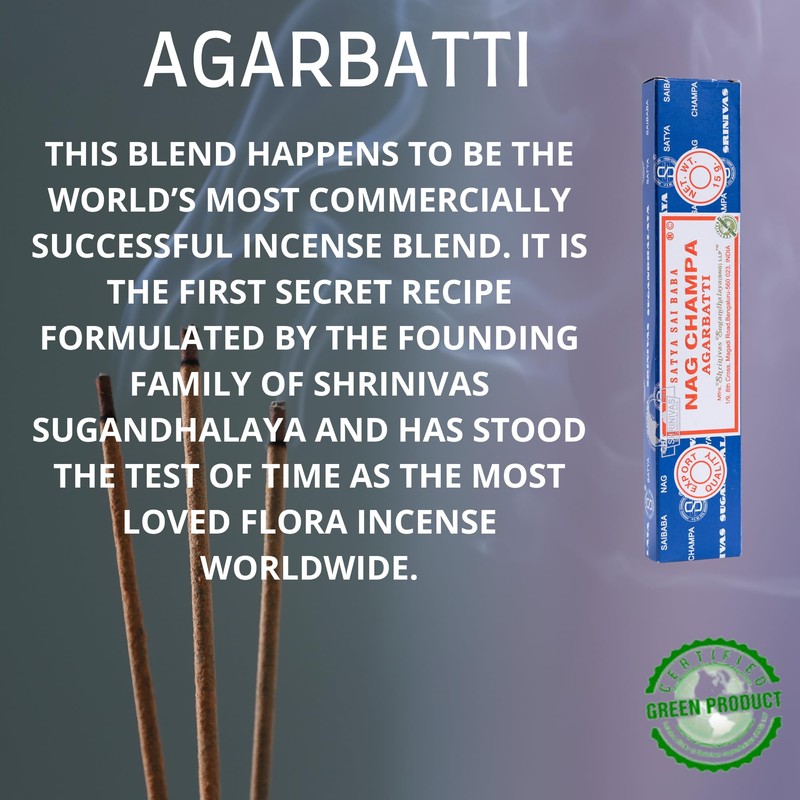 Satya Incense Sticks Set, 7 Fragrances - Nag Champa, Super