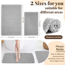 Tinideya Waffle Bathroom Rugs and Mats Sets 2 Pcs Waffle Bath Mat 18 x 30 and 24 x 36 Absorbent Bathroom Rugs Brown Bathroom Rugs Non Slip Machine Washable Bath Rugs for Bathroom (Light Gray)