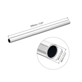 TOP-VIGOR 2Pcs 6063 Aluminum Round Tube, 8mm OD 6mm ID 200mm Length Seamless Aluminum Straight Tubing Pipe Tubing for Industry DIY Projects