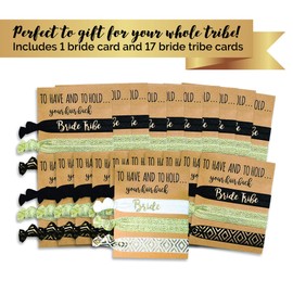 18 Pack of Bachelorette Party Favors | 17 Bride Tribe Hair Ties and 1 Bride to Be Hair Tie | Bachelorette Hair Ties | Bride Tribe Favors | Bachelorette Party Hair Ties | Pop Fizz Designs
