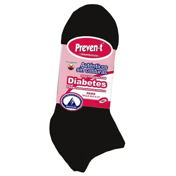 Tines afelpados para dama Preven-t pie diabético ultra suaves (Negro,