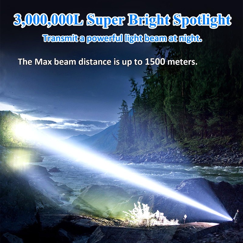 Rechargeable Spotlight, 3,000,000L High Lumens Led Spot Lights Outdoor Handheld