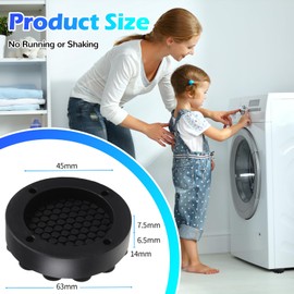 4 Stück Washing Machine Vibration Pads, Gummi Washing Machine Mat with Suction Cups, Durable Waschmaschine Vibrationsdämpfer, Anti Vibration Pads for Reduce Washing Machine Trockner Noise & Vibration