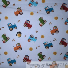 Michael Miller Fabrics BonEful Fabric FQ Cotton Quilt White Rainbow Scenic Tractor Baby Boy Farm Hay UK