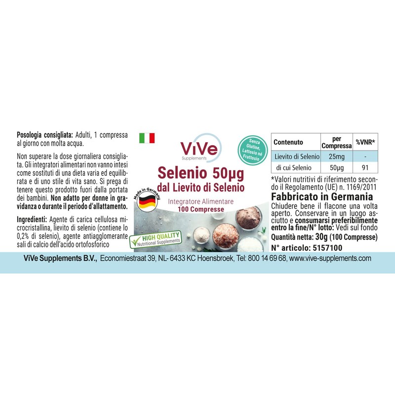 Selenium 50 μg – 100 Tablets from Selenium Yeast for