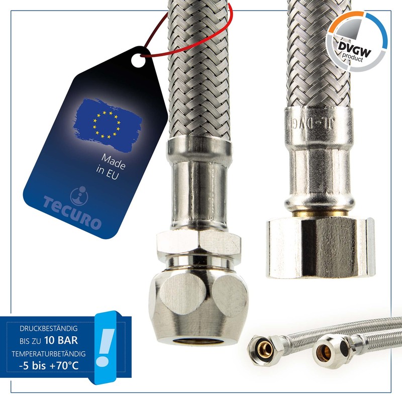KTW-A-DVGW Sanitary Connection Hose 3/8 QV x 3/8 ÜWM x