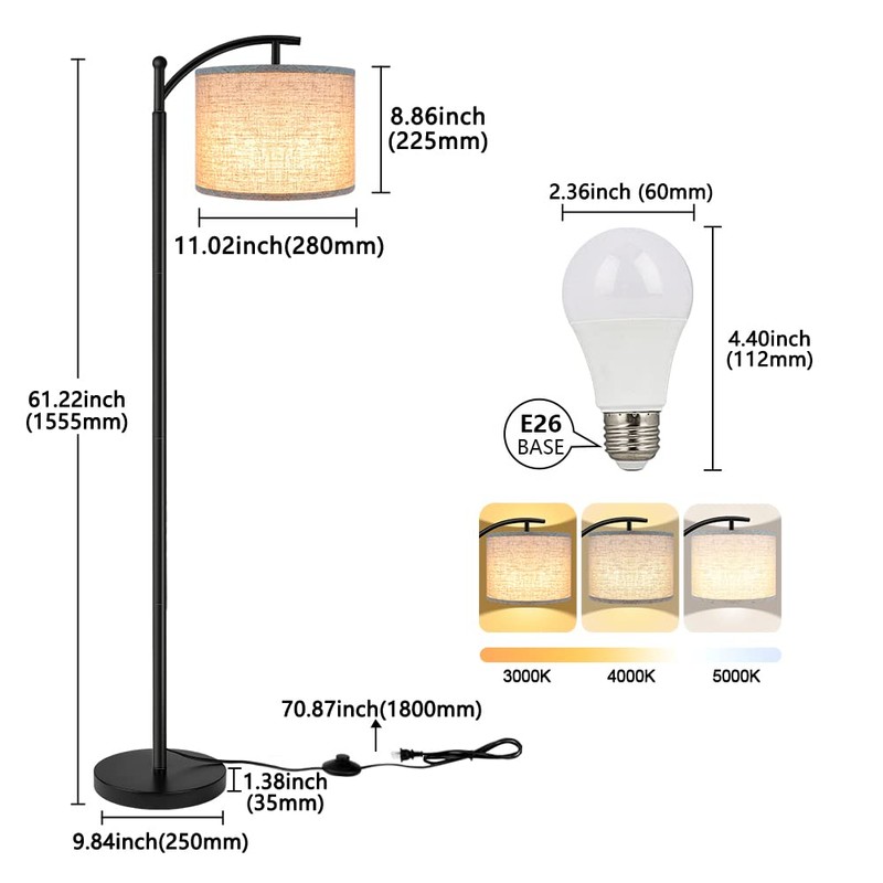ROTTOGOON Floor Lamp for Living Room with 3 Color Temperatures