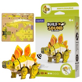 mierEdu - Soundwunder 3D Puzzle Stegosaurus - Interactive 3D Puzzle with Sound Module - Educational Toy for Children from 6 Years, Easy to Assemble