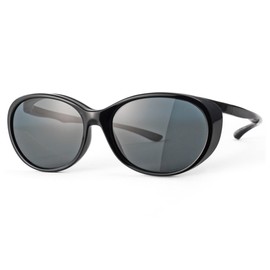 E-FIT EF-OS61 Women's Sunglasses Over Glasses UV Protection, Ultra Lightweight, black/polarized smoke