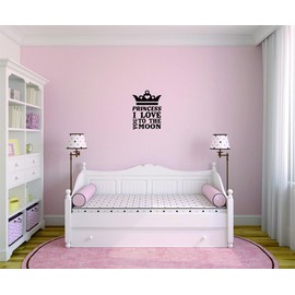 Decal - Peel & Stick Wall Sticker : Crown Princess I Love You to The Moon Girls Kids Teen Bedroom Home Decor Picture Art Size :20 Inches x 40 Inches
