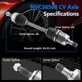 Front CV Axle Shaft Fit for 2006-2015 Honda Civic L4 1.8L Automatic Transmission, Driver and Passenger Side, NCV36569 NCV36568 664232 664233 66-4232 66-4233,2007 2008 2009 2010 2011 2012 2013 2014