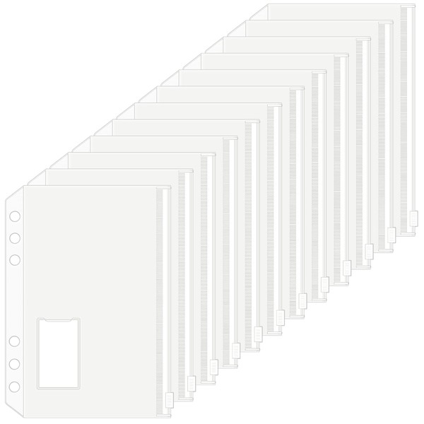 HAUTOCO Pack of 12 A5 Folder Pockets, 6-Hole with Label