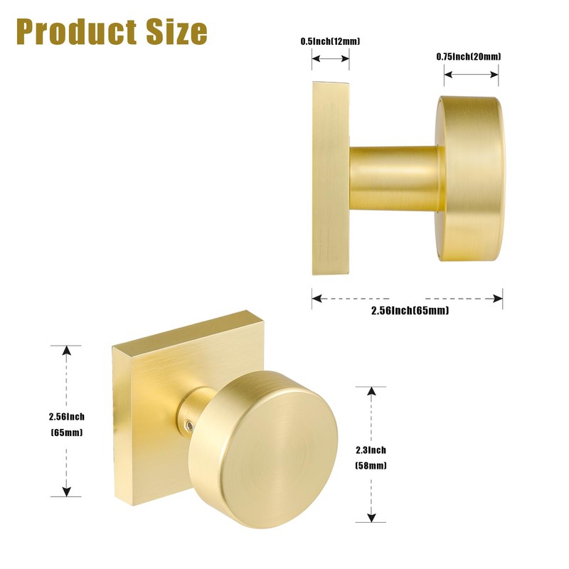 newliplace 4 Pack Gold Dummy Door Knobs Interior, Brushed Brass