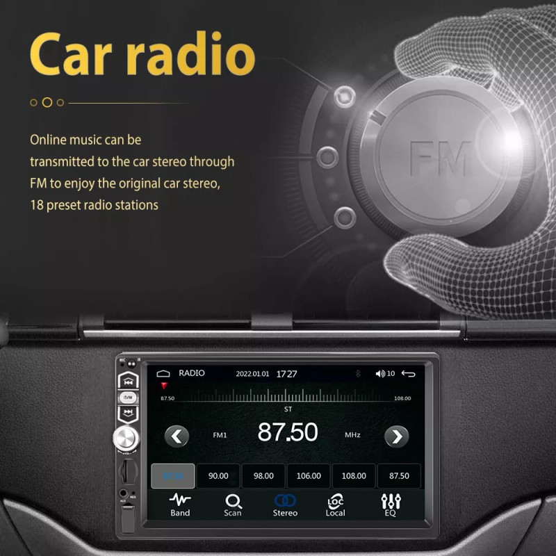 Navitroey Single 1Din 7" Touch Screen Stereo Bluetooth Radio Car
