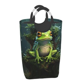 Peace Frog Tree Print Square Dirty Laundry Organizer, Toy Clothes Organizer, Foldable Laundry Basket