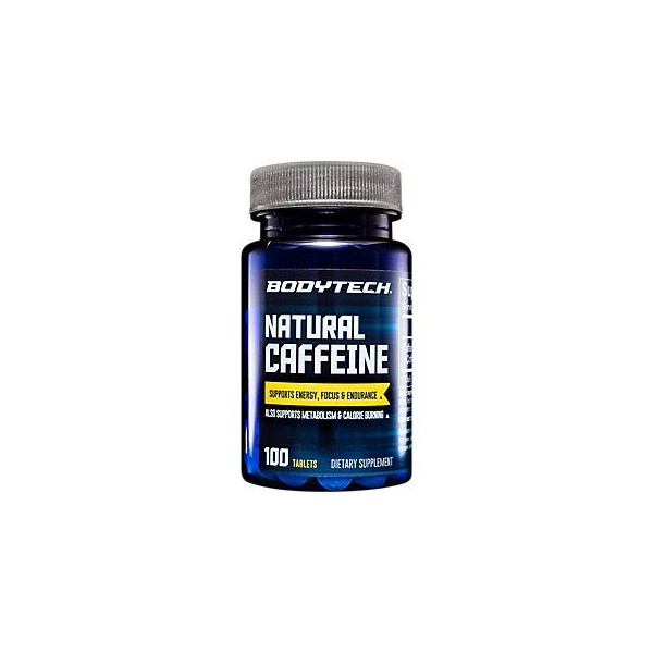 BODYTECH Natural Caffeine Supports Energy, Focus & Endurance - 200 MG (100 Tablets)