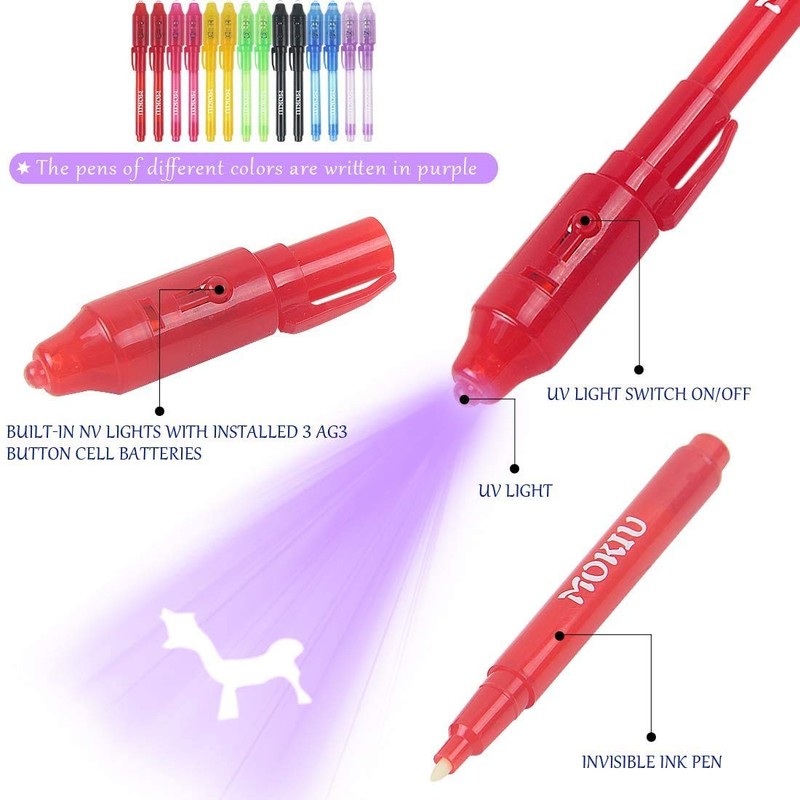 Invisible Ink Pen, MOKIU 14pcs Highlighter Pens Marker with UV