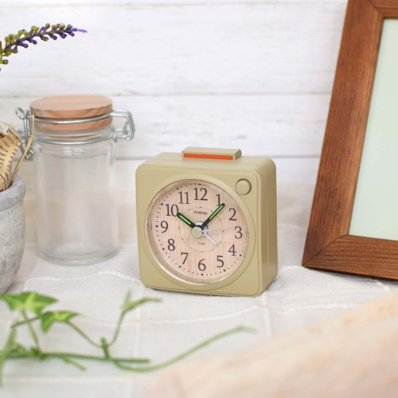 MAG T-736N-Z Alarm Clock, Analog, Natural, Mini, Silent, Continuous Second