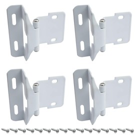 SDTC Tech 4-Pack Overlay Cabinet Door Hinges Self Closing Semi Partial Wrap Around Cupboard Hinge with Stainless Steel Mounting Screws, Matte White