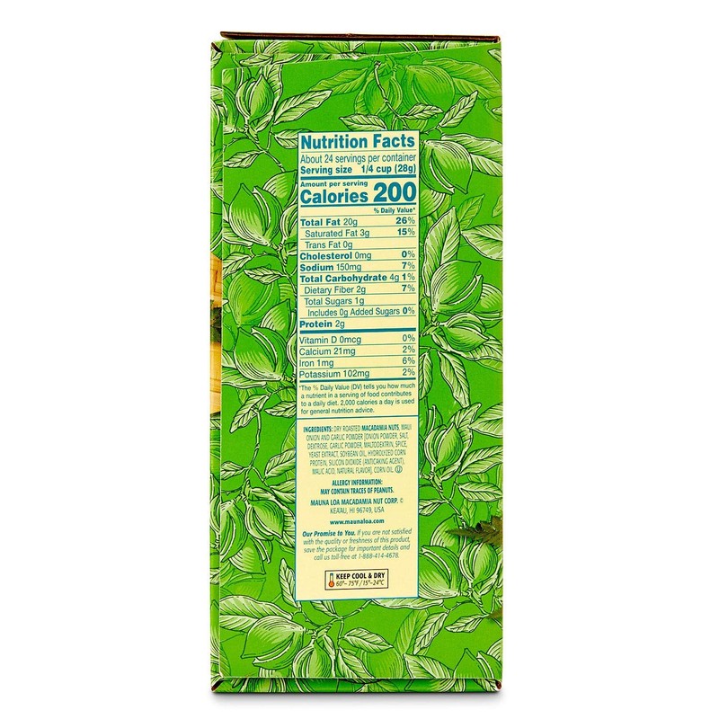 Mauna Loa Premium Hawaiian Roasted Macadamia Nuts, Maui Onion Garlic