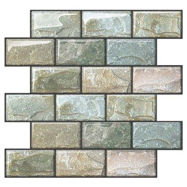 Joqixon Peel and Stick Backsplash for Kitchen, Peel and Stick Tile Kitchen Backsplash, Backsplash Tile for Kitchen Peel and Stick 3D Brick Wall Tiles Subway Tile, 10 Sheets 10"x10.6"