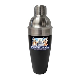R and R Imports Pennsylvania Design D Souvenir 24 oz Stainless Steel Cocktail Shaker Black 2-Pack