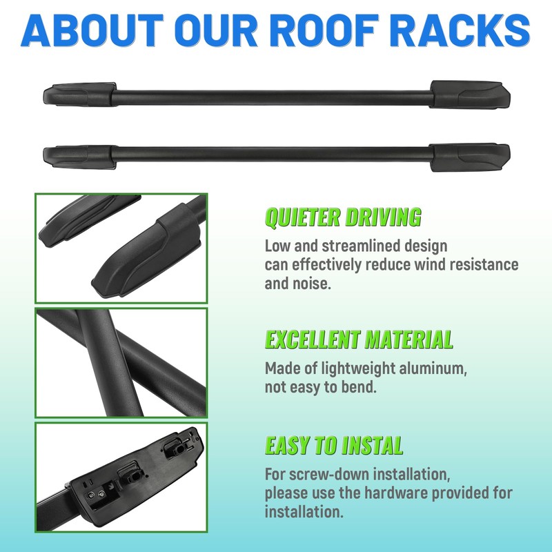 KUAFU Roof Rack Side Rails Compatible with 2009-2015 Honda Pilot