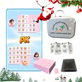40mm Big Seaside Escape Game Blocks, Mahjong Tile Game Sets with 49 Pink Big Tiles 12 Constellation Pattern with Iron Tin Box, Christmas Play with Kids.
