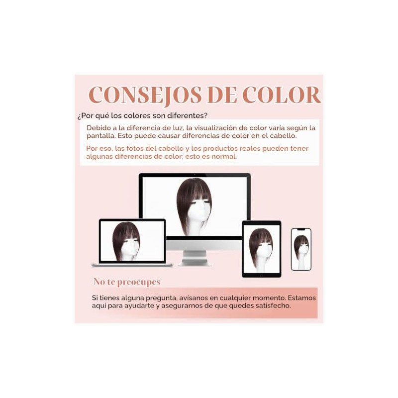 Matriarchs Postizos de cabello humano real para mujer, flequillo fino