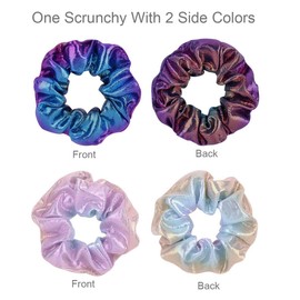 16 Pieces Shiny Metallic Scrunchies,AUERVO Hair Scrunchies Sparkle Scrunchy Colorful Hair Ties Ropes Elastic Ponytail Holder for Girls and Women