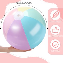 Sinmoe 12 Pcs Inflatable Beach Balls Bulk Pastel Color Jumbo Big Macaron Beach Balls Kids Summer Swimming Party Favor Water Games(12.5 Inch)