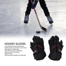 Luqeeg 1 Pair Ice Hockey Gloves, Breathable Lacrosse Gloves Finger Protective Nylon Fabric EVA Foam Hockey Gloves Hockey Player Gloves for Hockey, (10 inch)