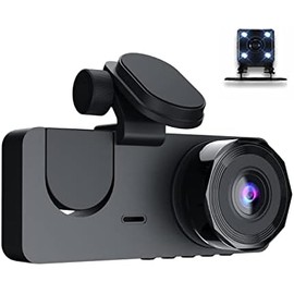 Cámara de Tablero DVR de 1080P Cámara Frontal, Interior y Trasera Grabadora de conducción Pantalla de 2 Pulgadas Soporte de cámara de Tablero
