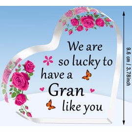 TTOVEN Gran Gifts Mothers Day Gifts Gran Birthday Gifts We Are So Lucky to have a Gran Like You Heart Shaped Acrylic