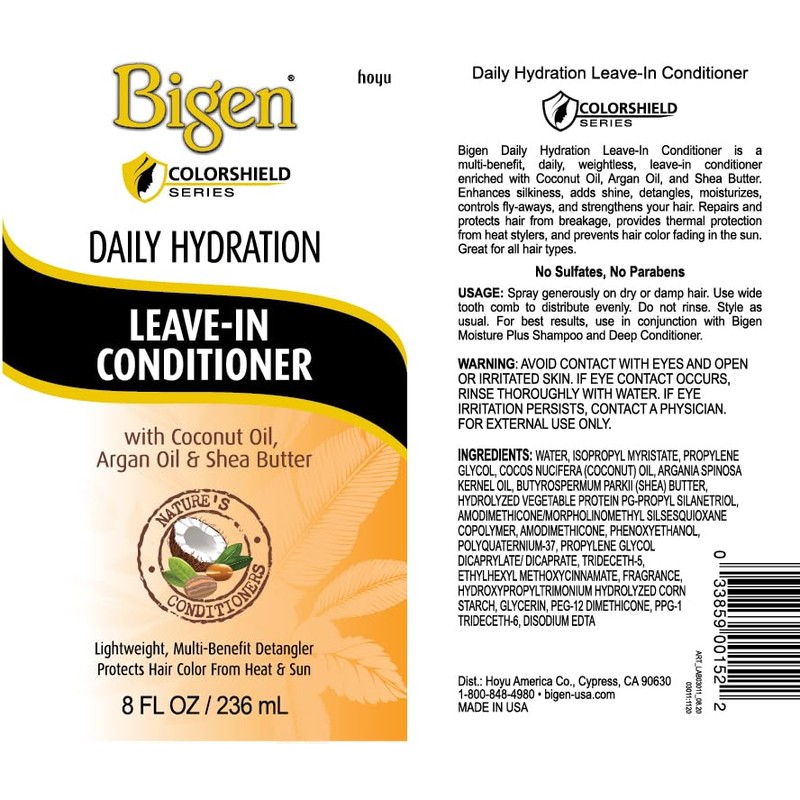 Bigen Colorshield Daily Hydration Leave-In Conditioner 8 fl oz (Pack