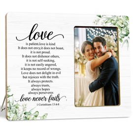 LNGORUS Wedding Christian Gifts Picture Frame for Couples Newlyweds, Love is Patient Gifts Picture Frame for Engagement Just Married