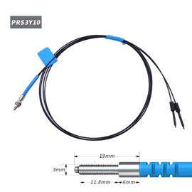PRS3Y10 Fiber Optic Sensor,1000mm Line Length, M3 Fiber Amplifier Sensor Probe Diffuse Reflection，Detection Distance 0-60MM