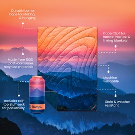 Rumpl Original Puffy Blanket - Warm Puffy Camping Blanket, 100% Recycled Polyester Insulation, Lightweight, Packable, Water-Resistant, Outdoor Puffer Blanket, 52"x75", Alpenglow