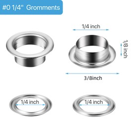 500 Pieces Grommet and 500 Pieces Washer Grommet Kit Finish Grommet Eyelet for Clothes Fabric Leather Tag Bag (Silver, 1/4 Inch)