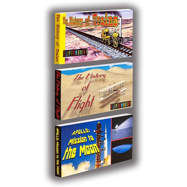 FLIPTOMANIA Planes, Trains & Rockets Flipbooks 3-Pack