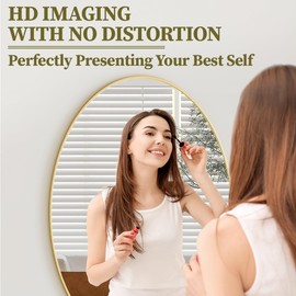 Koonmi Gold Oval Bathroom Mirror, 30"x40" Bathroom Vanity Mirror, Oval Mirror for Bedroom Living Room Entryway, Hangs Horizontal or Vertical