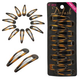 Dofash Expory Tortoise Snap Hair Clips Metal Grips 5CM/2IN Basic Hair Accessories 12pcs (Tortoise)