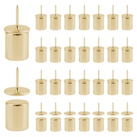 UFURMATE 30 Sets Magnetic Push Pins Tacks Pushpins with Large Magnet Poster and Photo Hangers Magnetic Thumbtacks for Cork Board Metal Decorative Pushpins Clip for Map Picture (Gold)