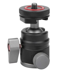 Cabezal de Bola de Trípode, Tornillo de 1/4 '' Mini Cabeza de Bola de Zapata Fría de Aleación de Aluminio Cabezal de Bola Panorámico de 360 ​​​​° con Perilla de Bloqueo de Metal, para Teléfono con Cám