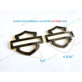 Custom 2Pcs Set Gloss Black Gold Double Layer Harley CVO Custom Tank Emblems Badges