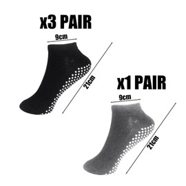 COACOM 4 Pairs of Polka Dot Mid-Calf Socks, Yoga Socks, Floor Socks, Floor Socks with Non-Slip Grip, Suitable for Ballet, Pilates and Family, multicoloured