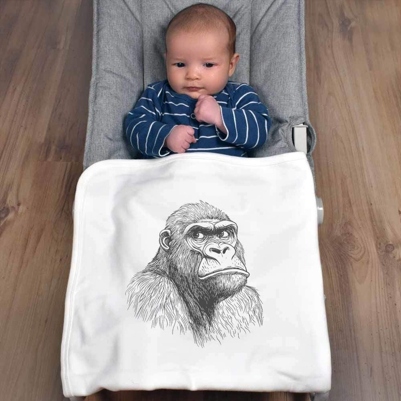 Azeeda 'Gorilla Portrait' Cotton Baby Blanket/Shawl (BY00039896)